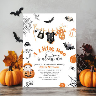 Invitation Little Boo est due Boy Clothesline baby shower