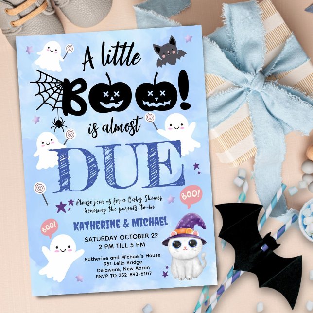 Invitation Little Boo est presque DUE Boy Halloween Baby show (Créateur téléchargé)