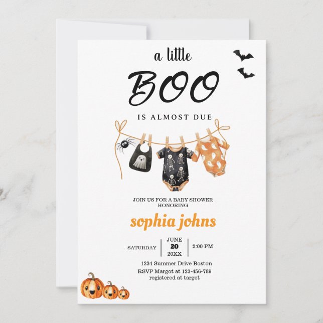 Invitation Little Boo est un Baby shower presque Halloween (Devant)