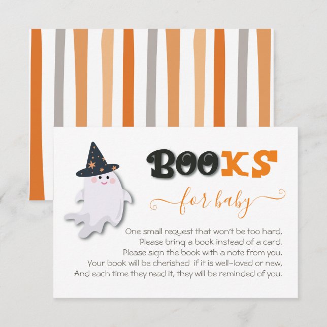 Invitation Little Boo Ghost Baby showers Livres pour bébé (Devant / Derrière)