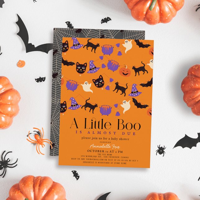 Invitation Little Boo Halloween Garlands Orange Baby shower (Créateur téléchargé)