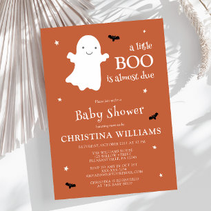 Invitation Little Boo Halloween Ghost Orange Baby shower