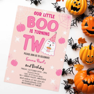 Invitation Little Boo tourne deux Fantôme d'Halloween Anniver