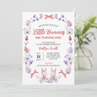 Little Bunnies tournent un, Floral Twins Anniversa