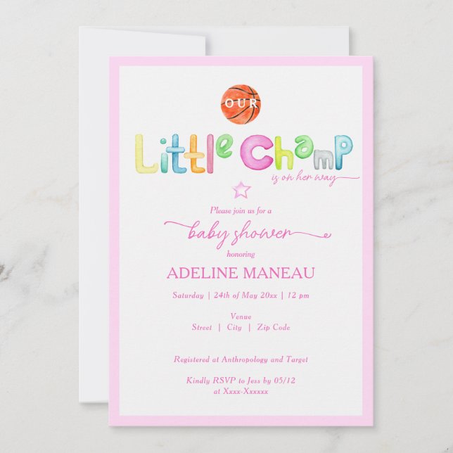 Invitation Little Champ Est Sur Son Chemin Baby shower Aquare (Devant)