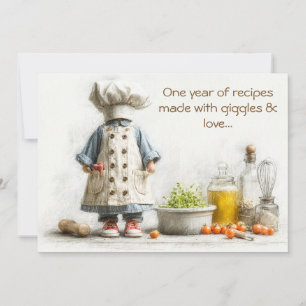 Invitation Little Chef Girl - 1er anniversaire Cuisine Amusan