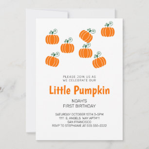 Invitation Little Citrouille Fall Anniversaire de enfant Part