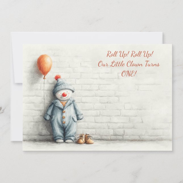 Invitation Little Clown 1er Anniversaire (Devant)