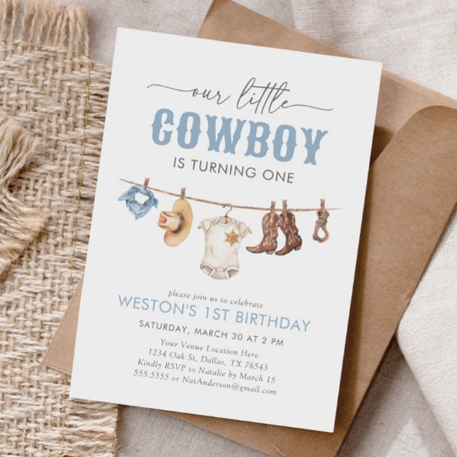 Invitation Little Cowboy 1er anniversaire (Créateur téléchargé)