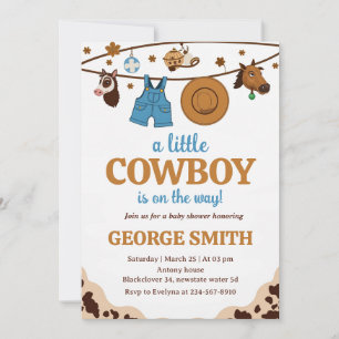 Invitation Little Cowboy Baby shower de fête d'honneur