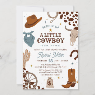Invitation Little Cowboy Baby shower Wild West Boy