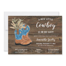 Little Cowboy Bootie Baby shower Brown en bois