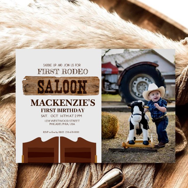 Invitation Little Cowboy fête d'anniversaire Premier rodéo sa (Créateur téléchargé)