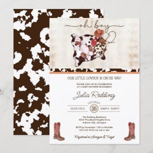 Invitation Little Cowboy Rustic Western V3 Boy Baby shower