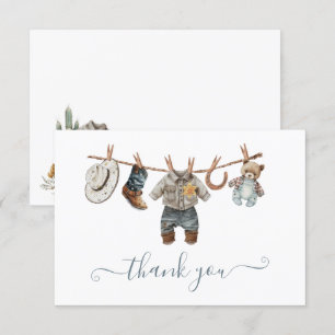 Invitation Little Cowboy Western Watercolor Merci note