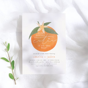 Invitation Little Cutie   Baby shower du couple orange de pri