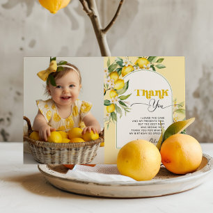 Invitation Little Cutie citron anniversaire photo merci