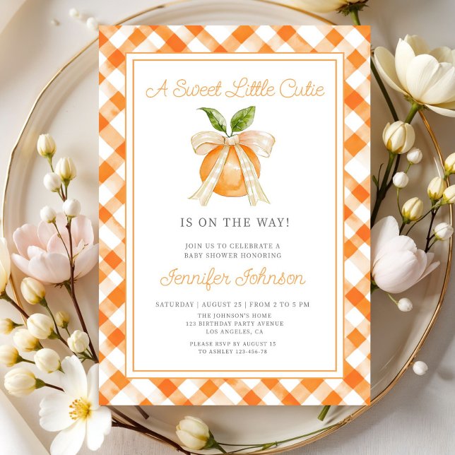 Invitation Little Cutie Orange Citrus 1er anniversaire (Little Cutie Orange Citrus 1st Birthday Invitation)