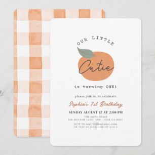 Invitation Little Cutie Orange Clean 1er anniversaire