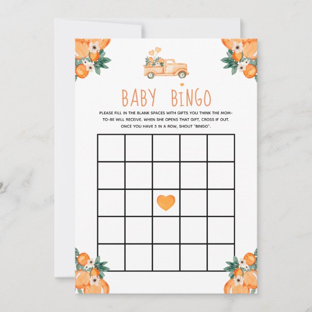 Invitation Little Cutie Oranges Baby shower Bingo bébé (Devant)