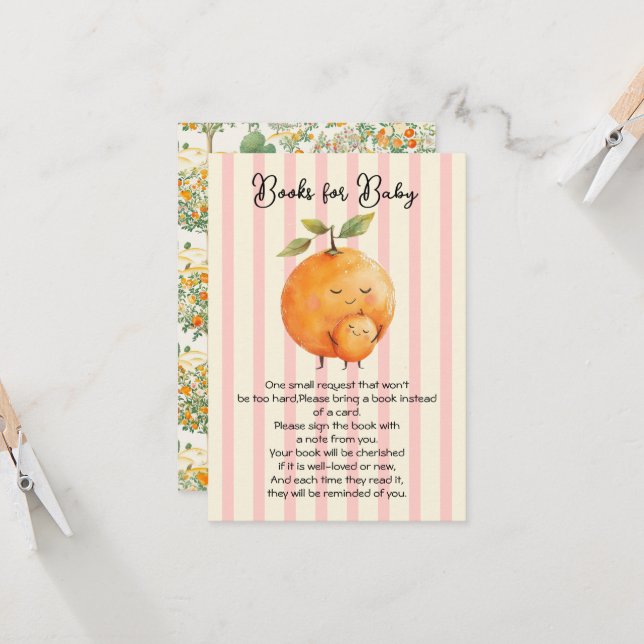 Invitation Little Cutie Oranges Baby showers Livres pour bébé (Devant/Arrière en situation)