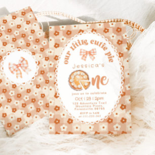 Invitation Little Cutie Pie 1er Anniversaire fleuri