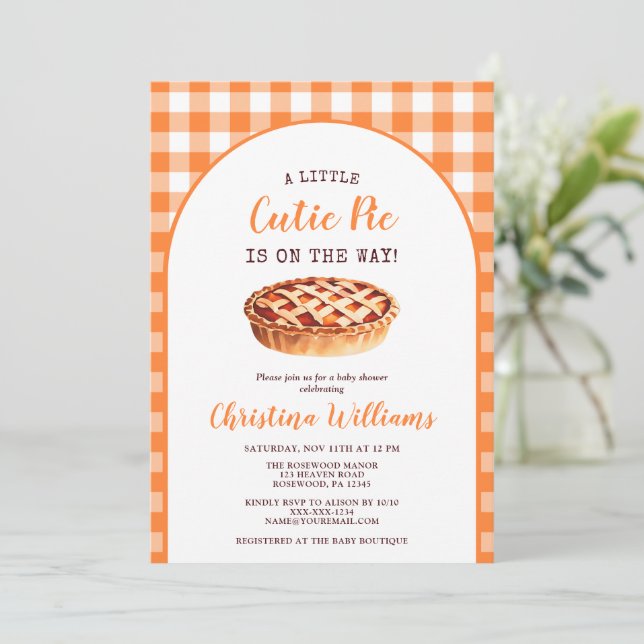 Invitation Little Cutie Pie Fall Baby Shower (Debout devant)