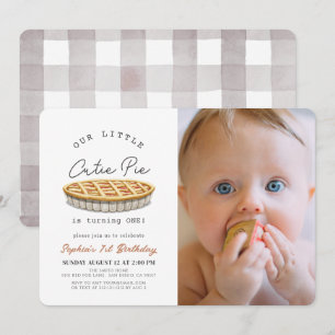 Invitation Little Cutie Pie Fall Blanc 1er anniversaire Photo