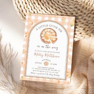 Invitation Little Cutie Pie Fall Citrouille En vichy Baby sho