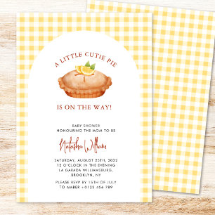 Invitation Little Cutie Pie Jaune À damiers Baby shower