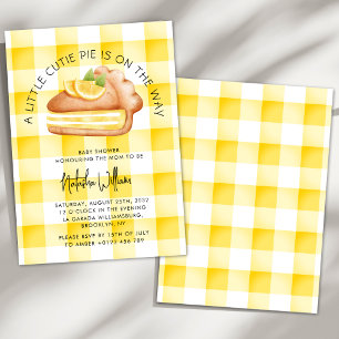Invitation Little Cutie Pie Jaune En vichy Plaid Baby shower