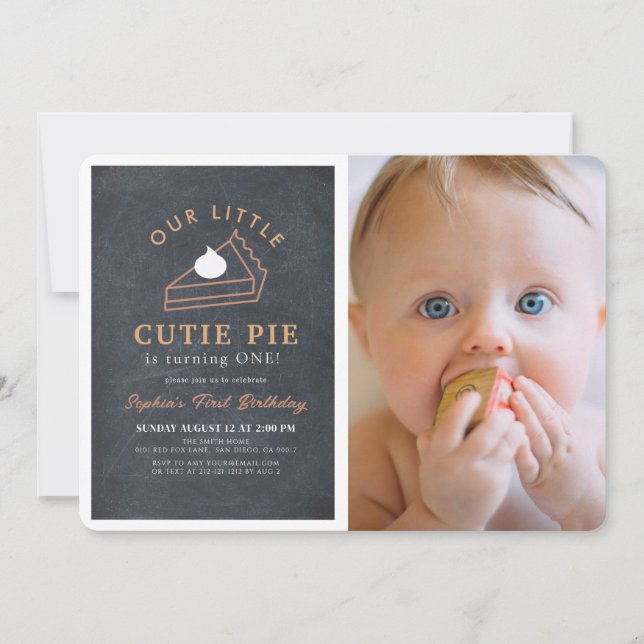 Invitation Little Cutie Pie Thanksgiving 1er Anniversaire Pho (Devant)