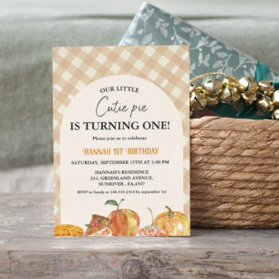 Invitation Little Cutie Pie Thanksgiving Blanc 1er anniversai