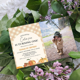 Invitation Little Cutie Pie Thanksgiving Blanc 1er anniversai