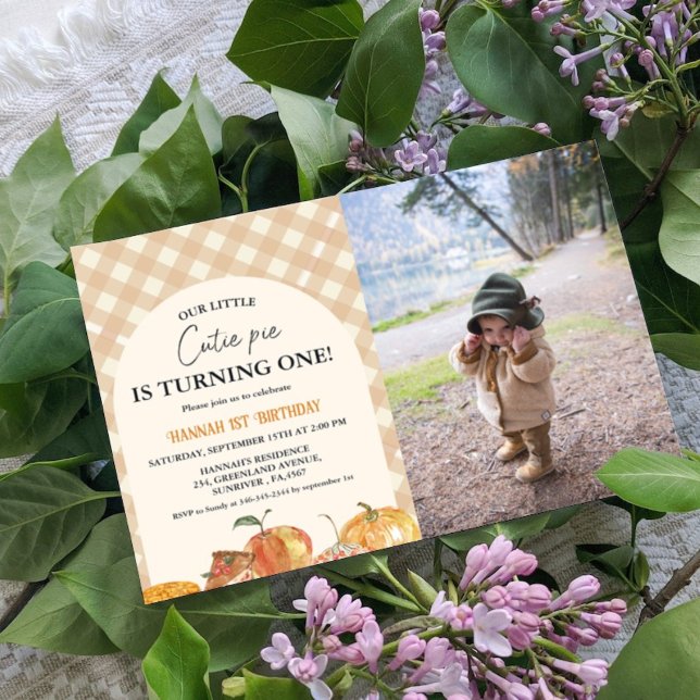 Invitation Little Cutie Pie Thanksgiving Blanc 1er anniversai (Créateur téléchargé)