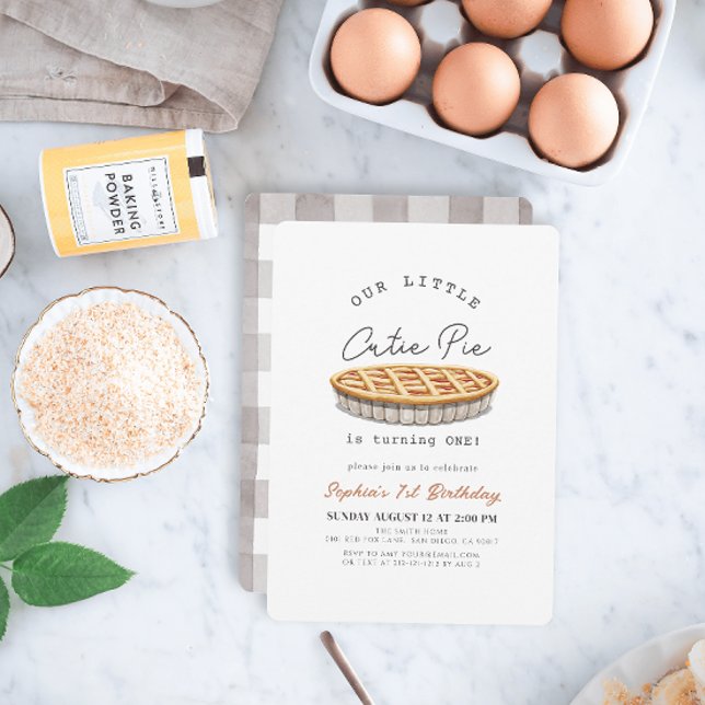 Invitation Little Cutie Pie Thanksgiving Blanc 1er anniversai (Créateur téléchargé)