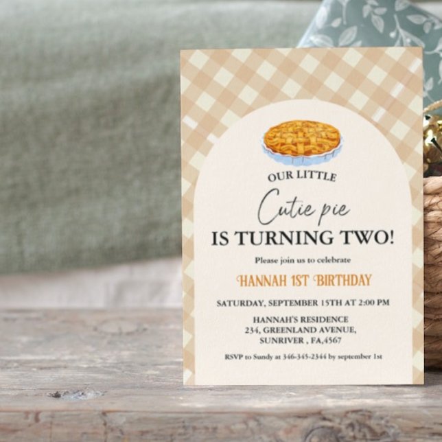 Invitation Little Cutie Pie Thanksgiving Plaid 2e anniversair (Créateur téléchargé)
