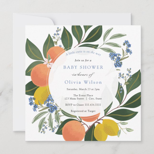 Invitation Little Cutie sur le chemin Boy Baby shower Invitat (Devant)