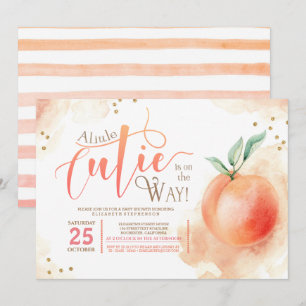 Invitation Little Cutie Sur Le Chemin Peach Baby shower