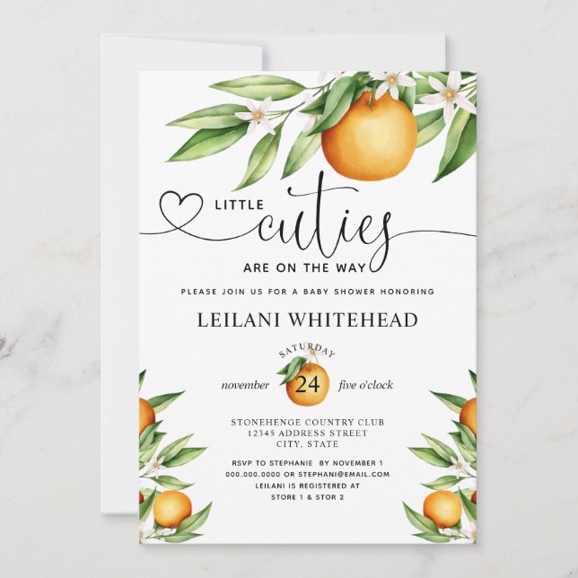 Invitation Little Cuties sur le chemin Twin Baby shower (Devant)