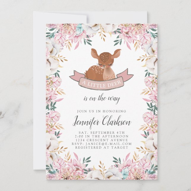 Invitation Little Deer Baby shower (Devant)