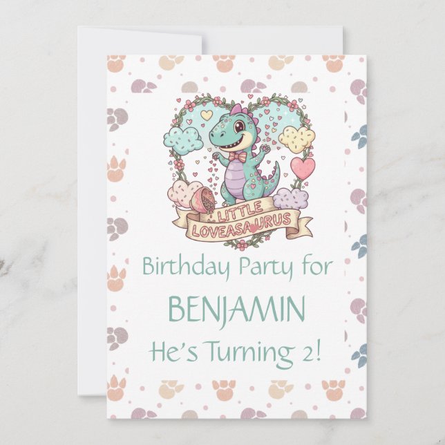 Invitation Little Dino Birthday Personalized (Devant)