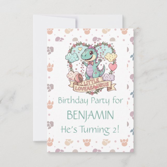 Invitation Little Dino Birthday Personalized (Devant)
