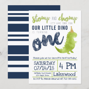 Invitation Little Dino Premier anniversaire Dinosaur thème Bo