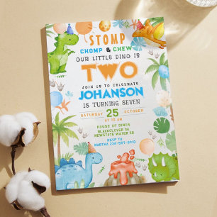 Invitation Little Dinosaur Stomp et Chomp Anniversaire
