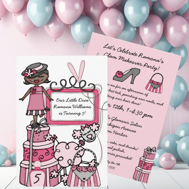 Invitation Little Diva Girls Makeover Spa Day Anniversaire In (Créateur téléchargé)