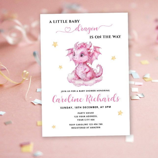 Invitation Little Dragon est sur le chemin Baby shower (Créateur téléchargé)