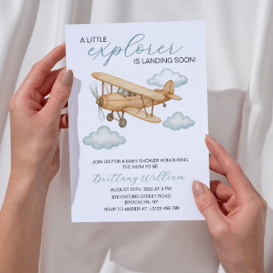 Invitation Little Explorer Baby shower Travel Adventure