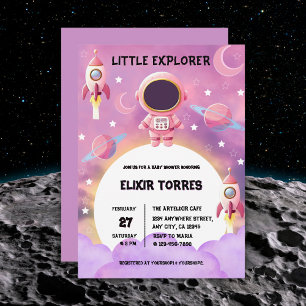 Invitation Little Explorer Modern Purple Baby shower