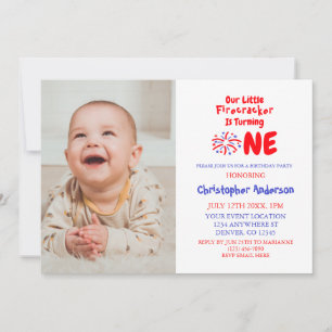 Invitation Little Firecracker 1er anniversaire